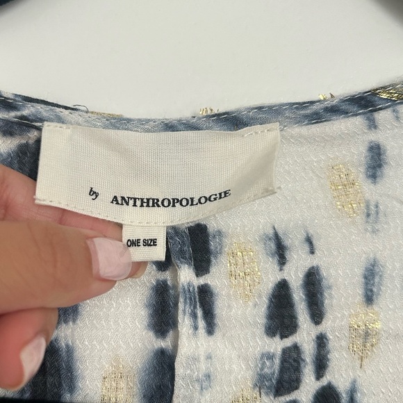 Anthropologie Blue Vada Shimmer Cocoon Kimono Flowly Breathable One Size - Picture 13 of 15